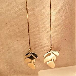 .925 Sterling Silver: 24k gp sterling earrings w/monstera ~New~